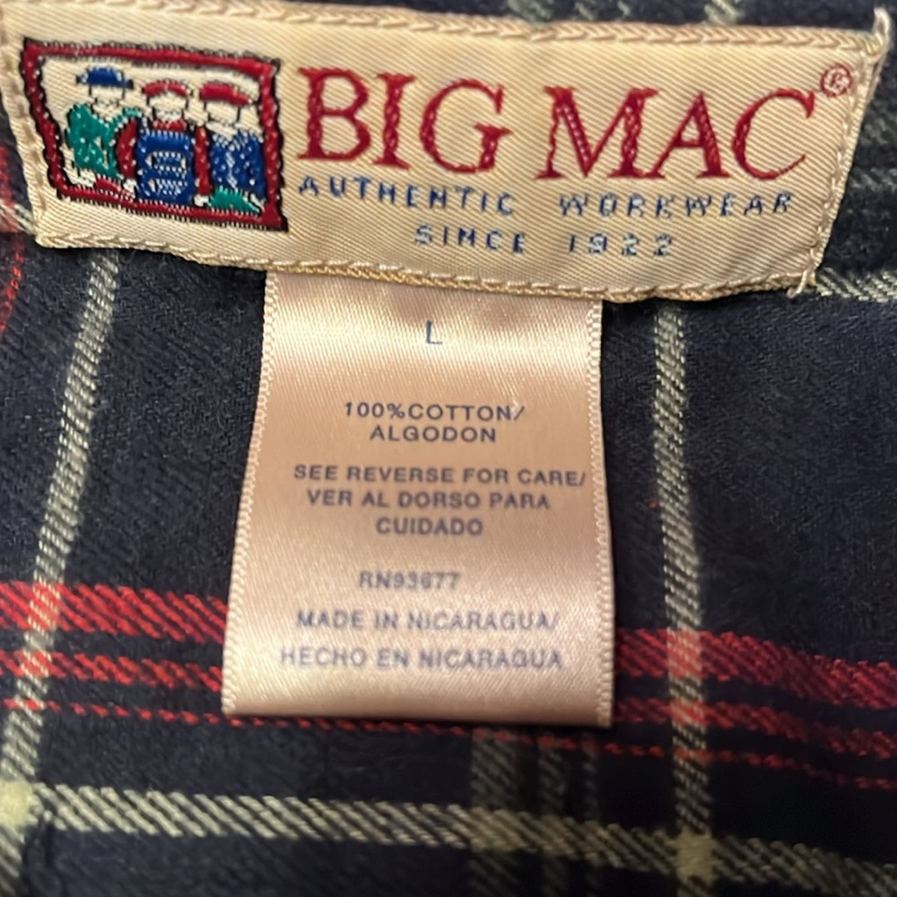 Men's Big Mac Blue and Red Plaid Shirt Large - Picture 2 of 7